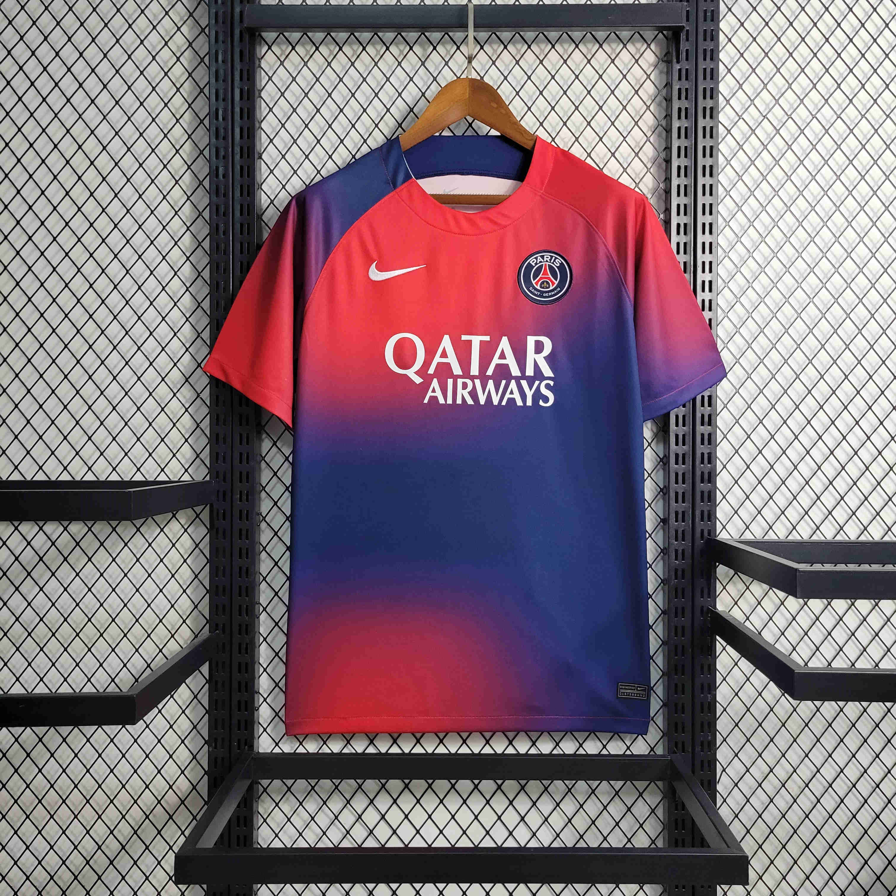 23/24 Paris Saint-Germain PSG Red and Blue Training Jersey - Fans Version